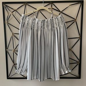 BP white & black exposed shoulder blouse with delicate straps